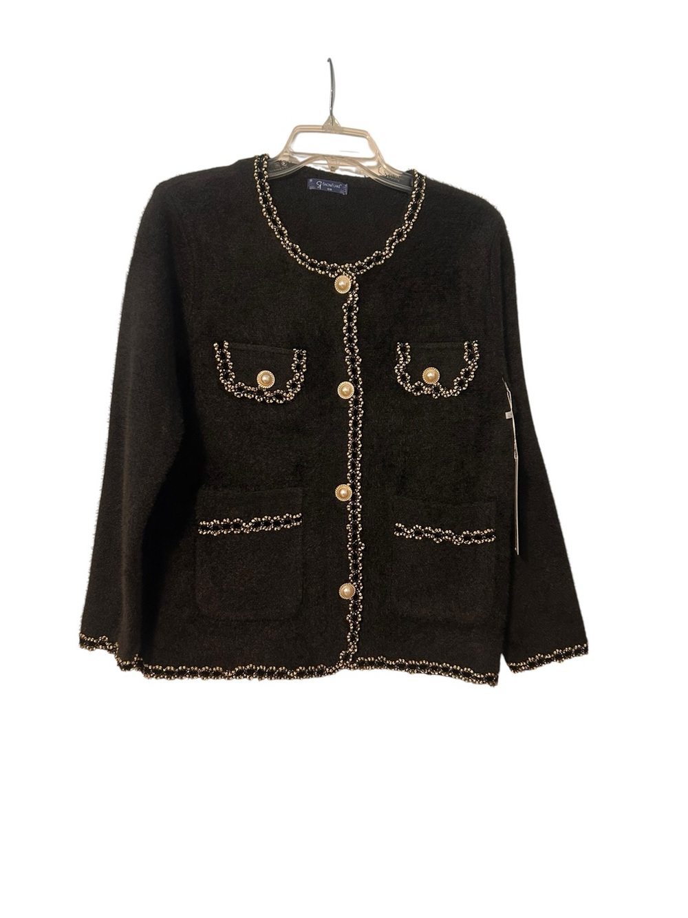 NWT Snowflake black faux fur cardigan Size S/M